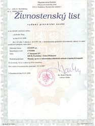 Živnostenský list Systep a.s., Pardubice